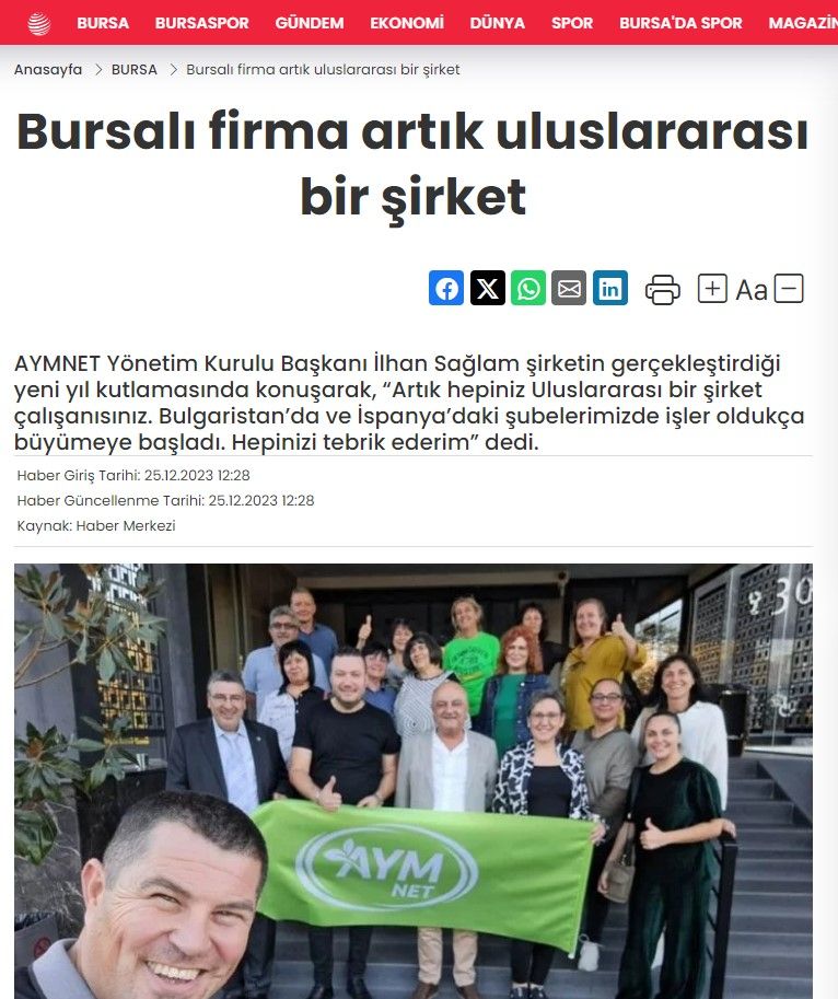 Bursalı firma artık uluslararası bir şirket