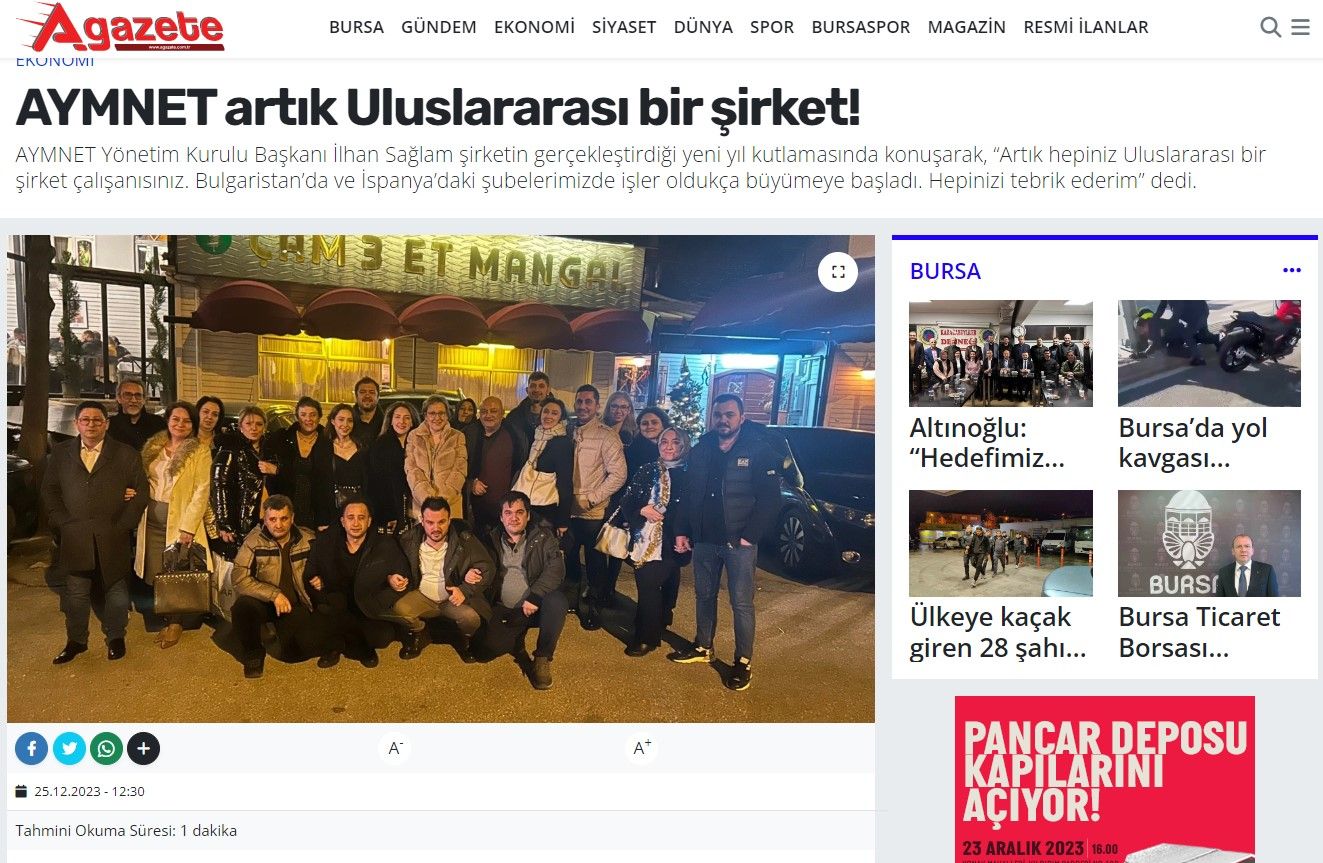 AYMNET artık Uluslararası bir şirket!